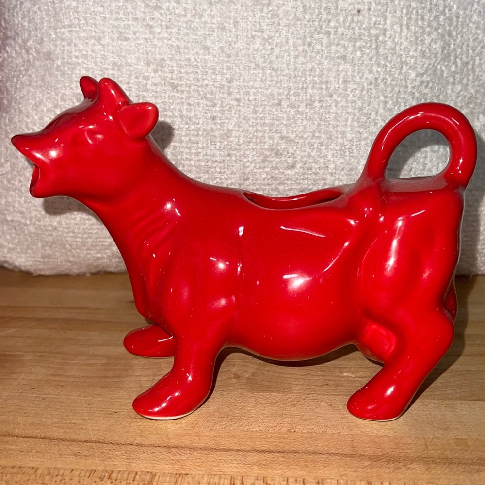 Red Ceramic Cow Creamer